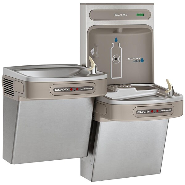 Elkay Bottle Filling Stn, Bi-Lvl Dual Hf Ada Cooler 8 Gph Stainless EZOOTL8WSSK - main